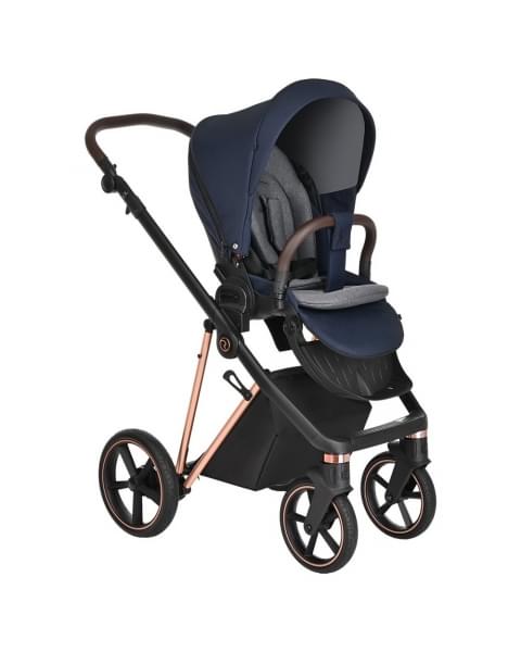 Коляска 3 в 1 Roan Sol Luxury, Mystic Blue шасси Rose Gold (Синий)