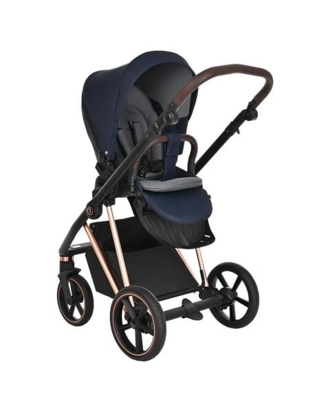 Коляска 3 в 1 Roan Sol Luxury, Mystic Blue шасси Rose Gold (Синий)