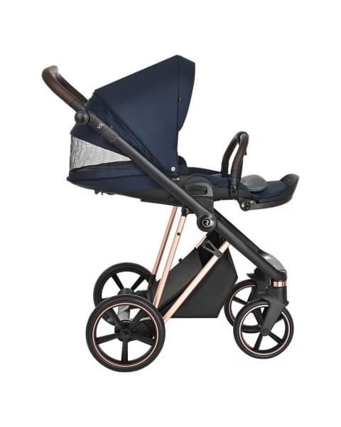 Коляска 3 в 1 Roan Sol Luxury, Mystic Blue шасси Rose Gold (Синий)