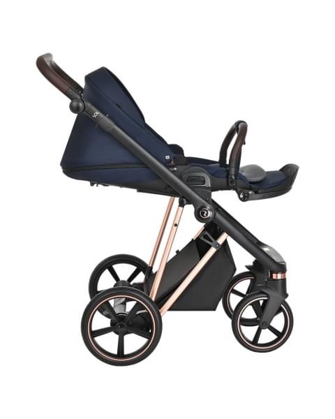 Коляска 3 в 1 Roan Sol Luxury, Mystic Blue шасси Rose Gold (Синий)