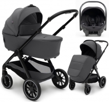 Коляска Agex Prima Pro 3 в 1 с автокреслом i-Team Black Midnight Grey (Темно-серый)