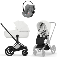 Коляска 3 в 1 Cybex Priam V Matt Black Style Off White + Cloud G3 Stone Grey Plus
