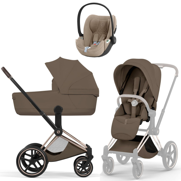 Коляска 3 в 1 Cybex Priam V Rosegold Style Coconut Brown + Cloud T Cozy Beige Plus