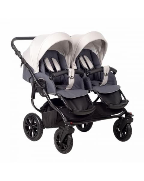 Коляска для двойни 2 в 1 Indigo Charlotte Sity Duo, Cs 01 (Темно-серый + Светло-бежевый)