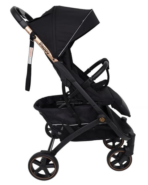 Коляска прогулочная Peppy Polo rose black хром рама, сумка