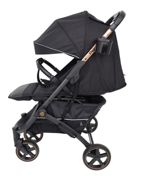 Коляска прогулочная Peppy Polo rose black хром рама, сумка