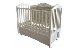 Кровать детская "Anita-4" с мягкой спинкой (универсальный маятник+колеса, автостенка съемная, ящик) (белый)