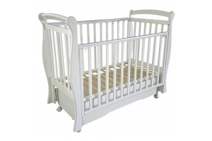 Кровать детская "Julia-1" (универсальный маятник+колеса, автостенка съемная, ящик) (белый)