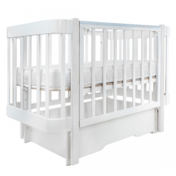 Кровать детская Pituso Olivia (маятник/ящик/автостенка) 120*60 см Белый-Белый