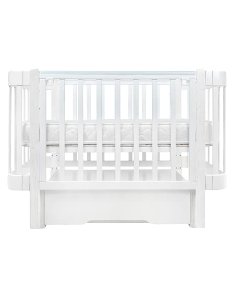 Кровать детская Pituso Olivia (маятник/ящик/автостенка) 120*60 см Белый-Белый