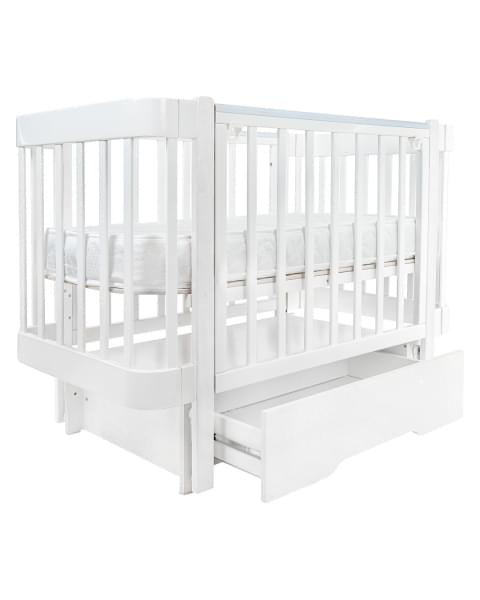 Кровать детская Pituso Olivia (маятник/ящик/автостенка) 120*60 см Белый-Белый