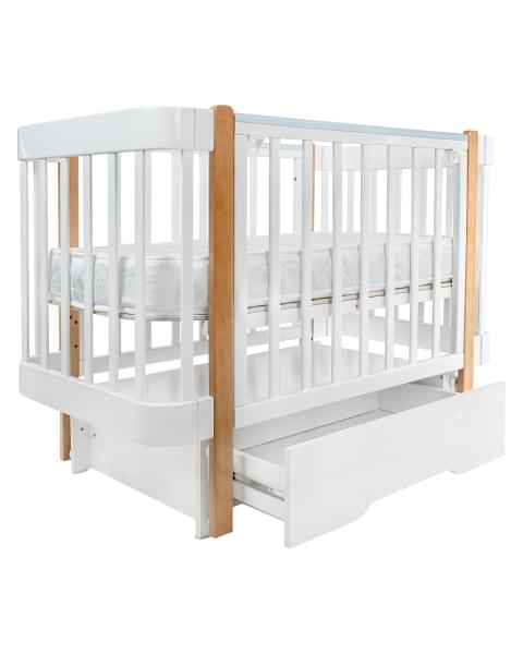 Кровать детская Pituso Olivia (маятник/ящик/автостенка) 120*60 см Белый-Белый