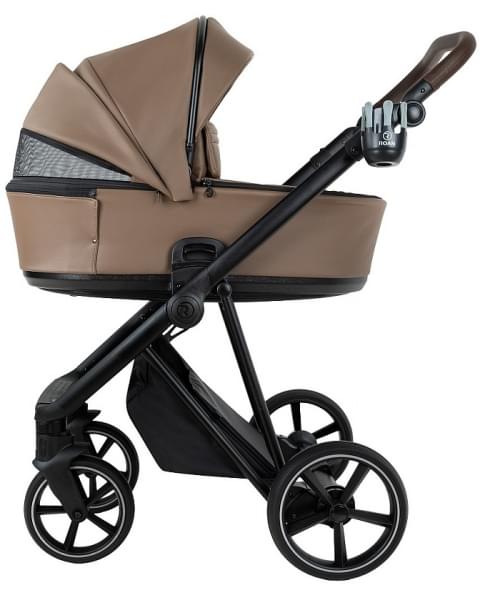Детская коляска Roan Sol Vintage Leather 2.0 3 в 1 с автокреслом Tutis Elo Lux Edusky Black SL/11/L Camel/Black/руч.Тем.коричневый