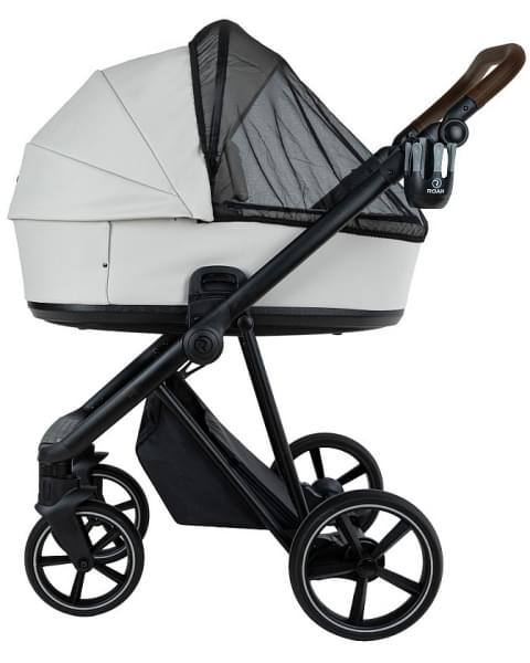 Детская коляска Roan Sol Vintage Leather 2.0 3 в 1 с автокреслом Tutis Elo Lux Edusky Black SL/12/L Island Stone /Black/ руч.Коричневый