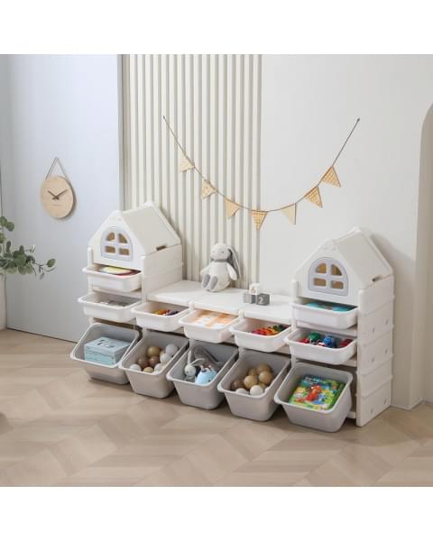 Стеллаж для игрушек UNIX Kids 12 ящиков Grey