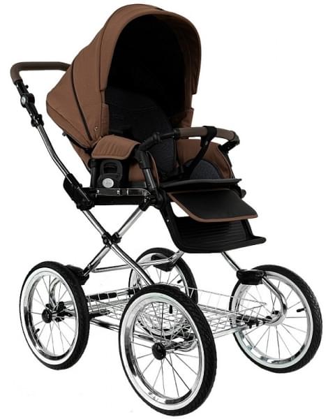 Детская коляска Roan Bass Next Classic 2.0 d14 3 в 1 с автокреслом Tutis Elo Lux EduSky Black BSNC/91/2 Mocha Mousse/Black/руч.Cappuccino