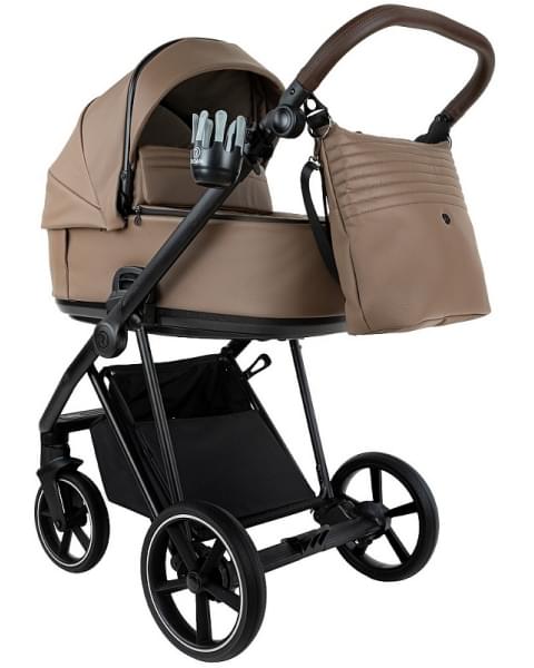 Детская коляска Roan Sol Vintage Leather 2.0 3 в 1 с автокреслом Tutis Elo Lux Edusky Black SL/11/L Camel/Black/руч.Тем.коричневый