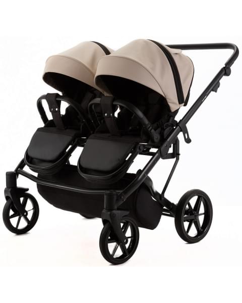 Детская коляска для двойни Adamex Leo Duo Deluxe 3 в 1 DUO-SA7 (СВ.БЕЖЕВАЯ КОЖА)