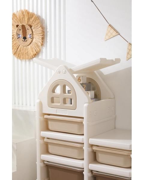 Стеллаж для игрушек UNIX Kids 9 ящиков Camel