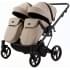 Детская коляска для двойни Adamex Leo Duo Deluxe 3 в 1 DUO-SA7 (СВ.БЕЖЕВАЯ КОЖА)