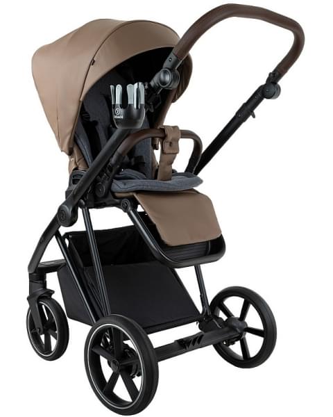 Детская коляска Roan Sol Vintage Leather 2.0 3 в 1 с автокреслом Tutis Elo Lux Edusky Black SL/11/L Camel/Black/руч.Тем.коричневый
