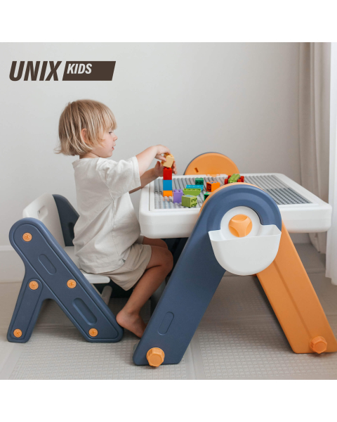 Развивающий детский стол со стульчиком 4 в 1 UNIX Kids жёлтый