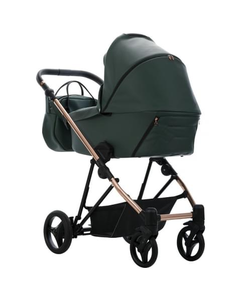 Детская коляска Bebetto Yoddi Premium Class 2 в 1 04 зеленая кожа рама бронза