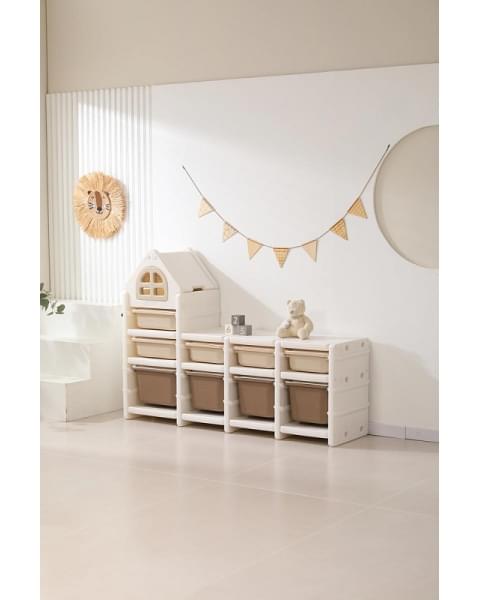 Стеллаж для игрушек UNIX Kids 9 ящиков Camel