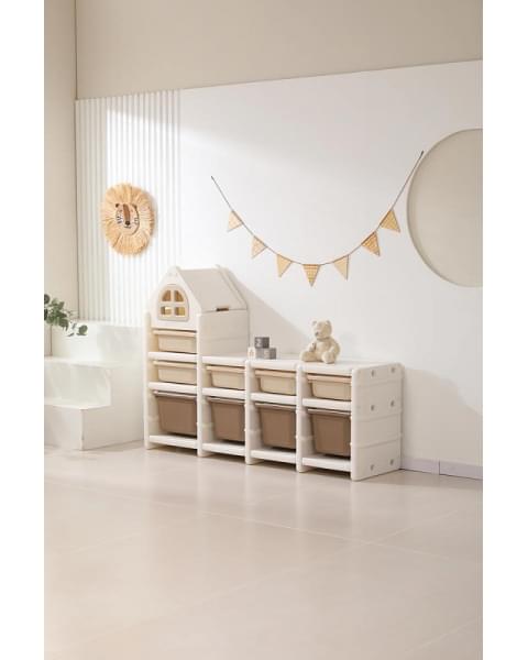 Стеллаж для игрушек UNIX Kids 9 ящиков Camel