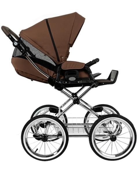 Детская коляска Roan Bass Next Classic 2.0 d14 3 в 1 с автокреслом Tutis Elo Lux EduSky Black BSNC/91/2 Mocha Mousse/Black/руч.Cappuccino