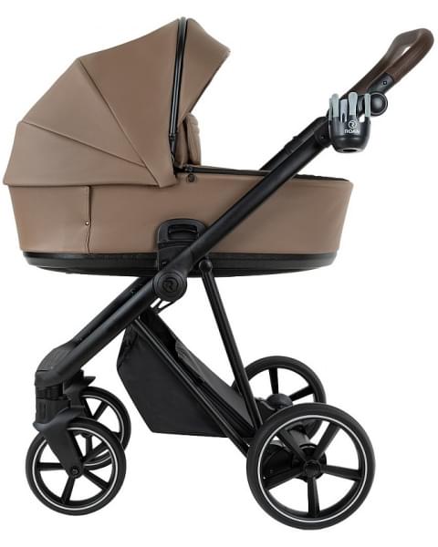 Детская коляска Roan Sol Vintage Leather 2.0 3 в 1 с автокреслом Tutis Elo Lux Edusky Black SL/11/L Camel/Black/руч.Тем.коричневый