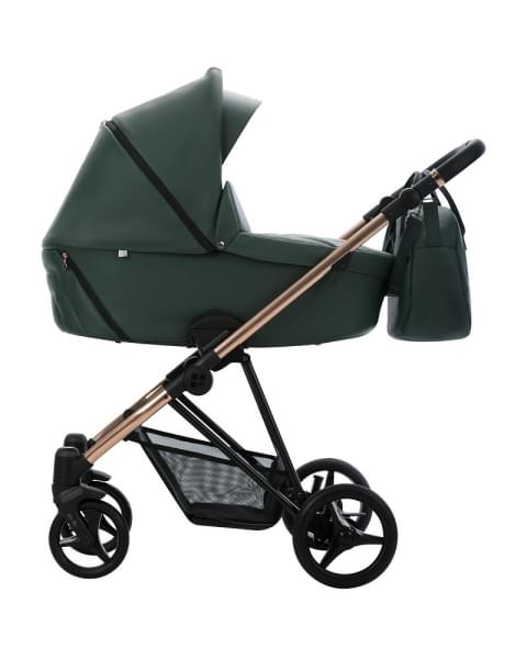 Детская коляска Bebetto Yoddi Premium Class 2 в 1 04 зеленая кожа рама бронза