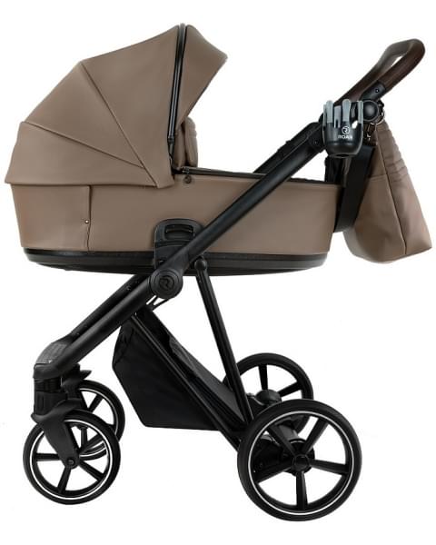 Детская коляска Roan Sol Vintage Leather 2.0 3 в 1 с автокреслом Tutis Elo Lux Edusky Black SL/11/L Camel/Black/руч.Тем.коричневый