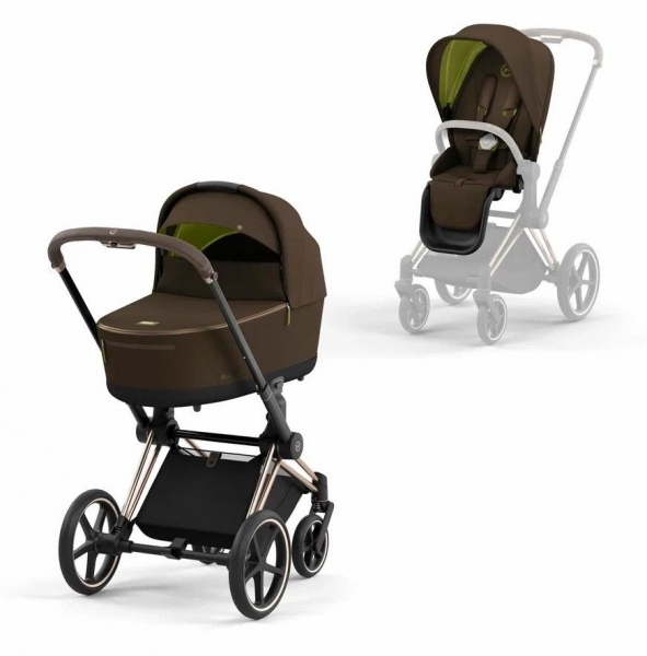 Коляска 2 в 1 Cybex Priam IV шасси Rose Gold, Khaki Green (Хаки)