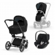 Коляска 3 в 1 Cybex Priam IV шасси Chrome Black, Deep Black (Черный)