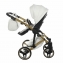 Коляска 2 в 1 Junama Diamond Mirror Satin V2, JDMSv2-06 (Белый / Матовое золото / Рама золото)