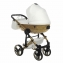 Коляска 2 в 1 Junama Diamond Mirror Satin V2, JDMSv2-06 (Белый / Матовое золото / Рама золото)