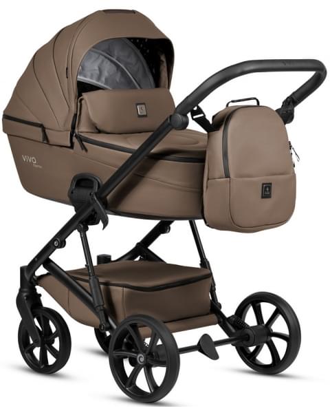 Детская коляска Tutis Viva 6 Plus Leather 3 в 1 с автокреслом Elo Lux EduSky Black 1612083 Cedar