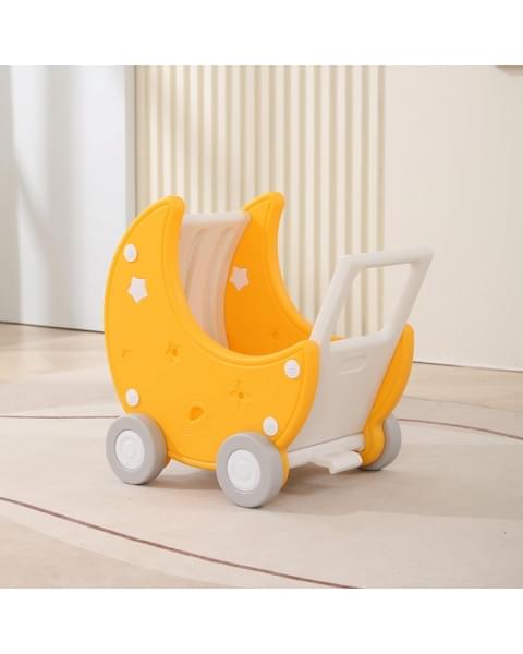 Стеллаж для игрушек UNIX Kids Moon 13 (3 полки + 10 ящиков) желтый/белый