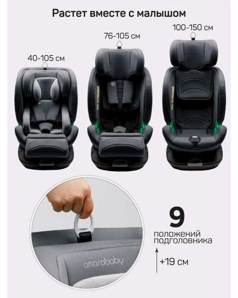 Детское удерживающее устройство Amarobaby Triumph, i-Size, 40-150 см, серый