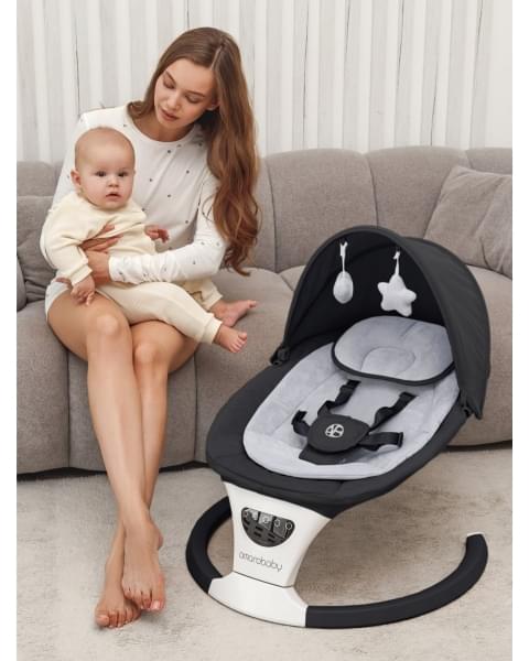 Электронные качели детские Amarobaby Teddy swing, черный