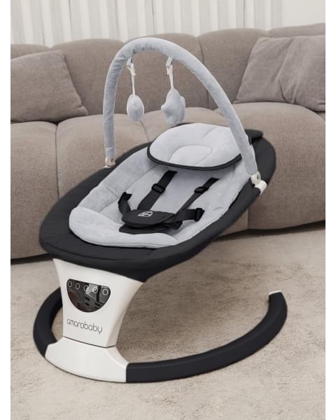 Электронные качели детские Amarobaby Teddy swing, черный