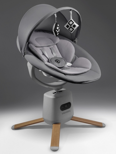 Качели электронные детские Amarobaby Jolly swing, серый, светло-серый вкладыш