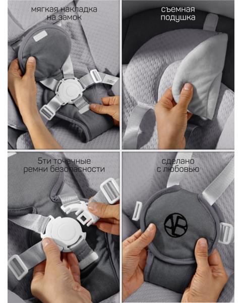 Качели электронные детские Amarobaby Jolly swing, серый, светло-серый вкладыш