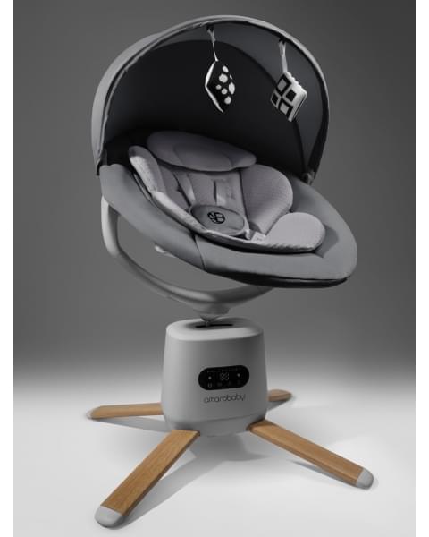 Качели электронные детские Amarobaby Jolly swing, серый, светло-серый вкладыш
