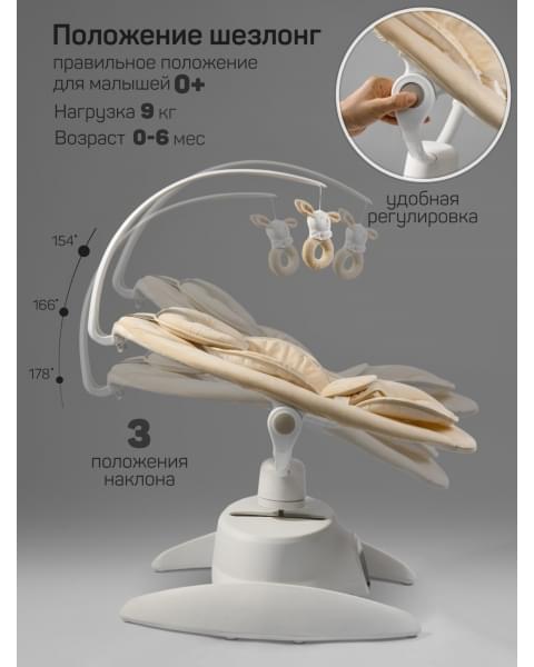 Качели электронные детские Amarobaby Smart swing, бежевый