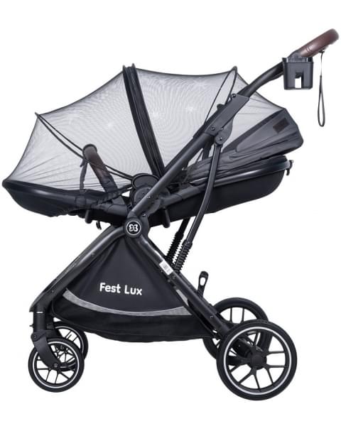 Детская прогулочная коляска Farfello Fest Lux Серый/Grey FL-3 черная рама