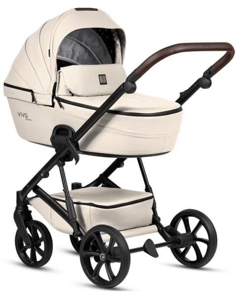Детская коляска Tutis Viva 6 Plus Leather 3 в 1 с автокреслом Elo Lux EduSky Black 1612086 Vanilla