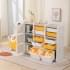 Стеллаж для игрушек UNIX Kids Moon 13 (3 полки + 10 ящиков) желтый/белый