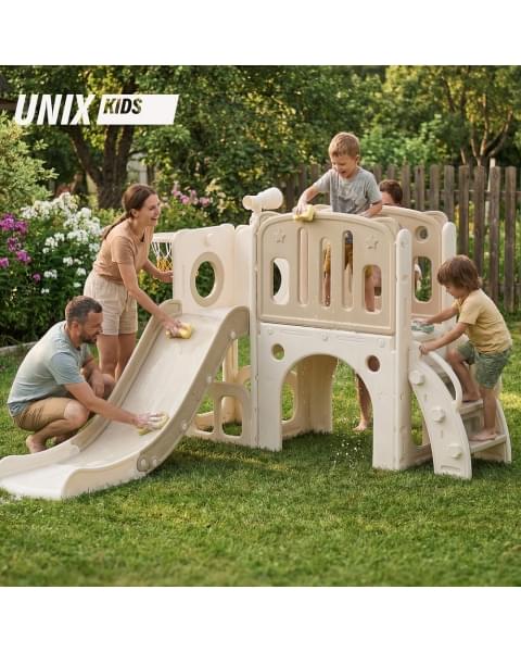 Игровой комплекс с горкой UNIX Kids Звезда Star бежевый